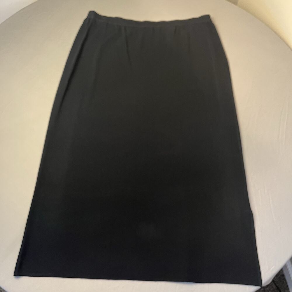 Ming Wang Black Maxi Skirt 1X Black Pull On Elastic Waist, Stretch, Slit Womens - Picture 4 of 11